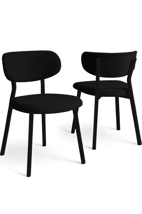 Hanah Home Toldy - Juego de 6 sillas negras en tela boucle